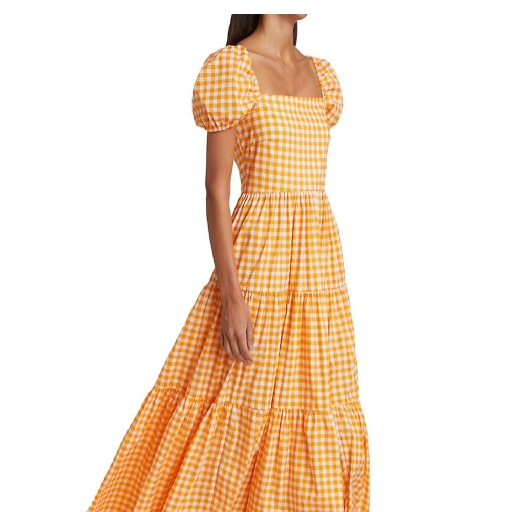 Caroline Constas Hart Gingham Midi-Dress
